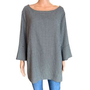 Ambria Women’s Black White Houndstooth Blouse 20